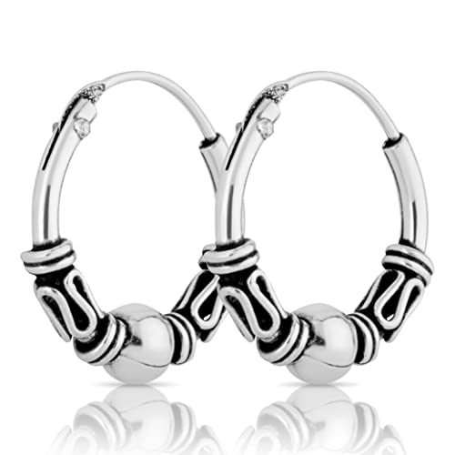 NKlaus Paar Bali Creolen 12mm aus 925 Sterling Silber Mittelalter Gothic Ohrringe 1796