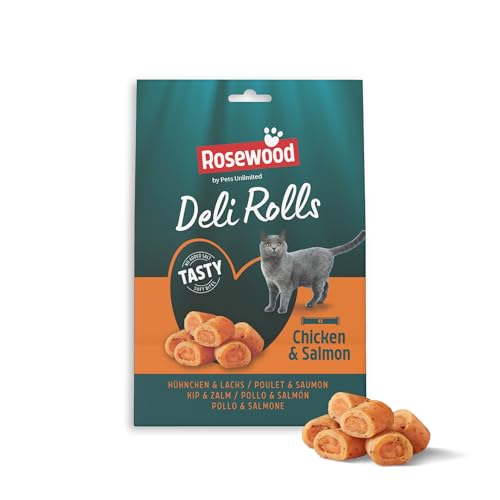 Rosewood Deli Rolls Soft Katzenleckerlis mit Huhn und Lachs Getreidefrei Ohne zugesetzten Zucker Weiche Snackrollen 40 g