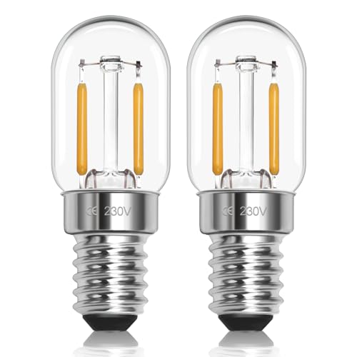 LEDühbirne E14 Warmweiss 1W 230Vühbirne Kühlschrank Led T22 E14 Warmweiß 2700K Ersatz 10W 15W Halogenlampe Nicht Dimmbar für Nachtlicht Salzlampe Kronleuchter Nähmaschine 2er Set