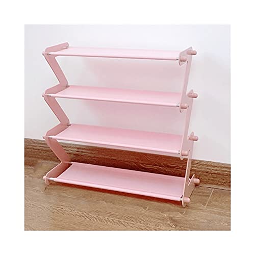 ZQNYDX Schuhregale Schuh Rack Schrank Home Wohnheim Schuhständer Nicht gewebt Stoff Schuhregal Einfache Installation Schuh Lagerschrank 17.5in Freistehend Color Pink