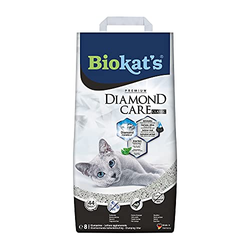 Biokat s Diamond Care Classic ohne Duft - Feine Katzenstreu mit Aktivkohle und Aloe Vera - 1 Sack 1 x 8 L