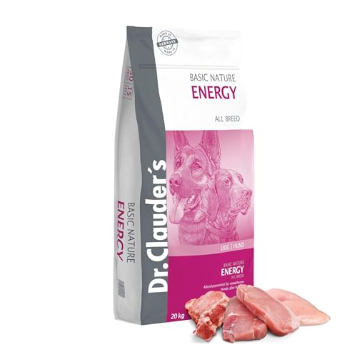 DR.CLAUDER S - Basic Nature Energy Trockenfutter für aktive ausgewachsene Hunde zur Unterstützung der Vitalität durch Proteine und Ballaststoffe. Alleinfuttermittel im Beutel 20kg