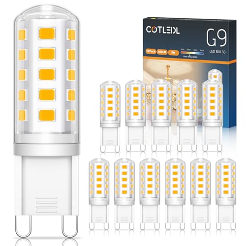 COTLEDL G9 LED Lampe Warmweiß 3000K 5W 500LM G9 Leuchtmittel Ersatz 50W Halogenlampe Nicht Dimmbar Kein Flimmern Energiesparende Glühbirne für Schlafzimmer Wohnzimmer Küche 12er Set