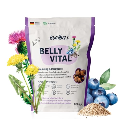 BugBell 800g Magenschonend Hypoallergen für Probleme mit der Bauchspeicheldrüse oder Leber Löwenzahn Mariendistel Präbiotika Probiotika