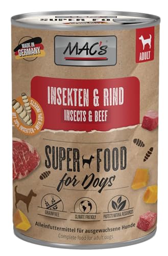 Mac s Dog Hundefutter Insekt mit Rind oder mit Huhn auch als 6er Mix bei Futtermittelunverträglichkeiten geeignet getreidefreies Nassfutter für Hunde 6X 400g Insekten Rind