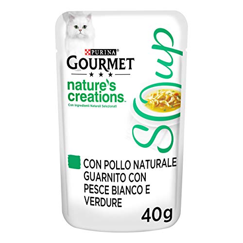 Purina Gourmet Nature s Creations Nasse Suppe Katzen mit Huhn Weißfisch und Gemüse 32 Beutel 40 g