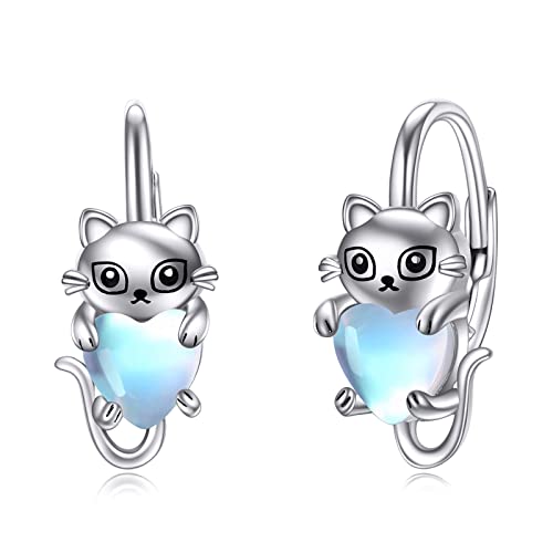 Katzen Creolen Damen Silber 925 Katzen Kleine Creolen Katze Mini Creolen Ohrringe Katzen Schmuck Geschenk für Frauen
