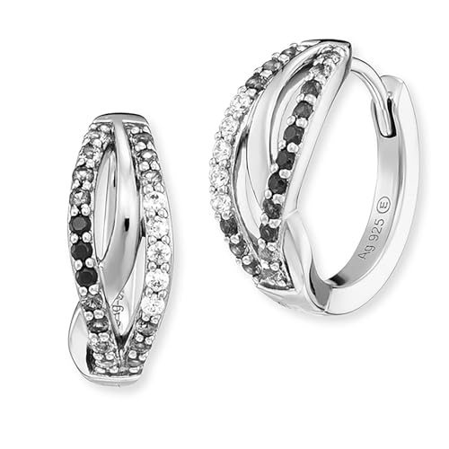 Engelsrufer Damen Yin Yang Infinity Creolen aus Sterling Silber - besetzt mit 44 weißen bis schwarzen Zirkonia Steinen - Clipverschluss - nickelfrei