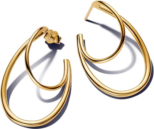 Pandora Essence Organisch Geformte Doppelte Creolen-Ohrringe aus 14 Karat Vergoldetem Sterling Silber 263870C00