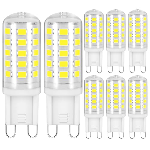 YIIFELL G9 LED Lampe Kaltweiß 6000K G9 LED Leuchtmittel 3W Ersatz Für 30W Halogenlampe G9 Glühbirne 430LM Nicht Dimmbar kein Flackern 360 Abstrahlwinkel Led G9 Kaltweiß AC 220-240V 8er Set