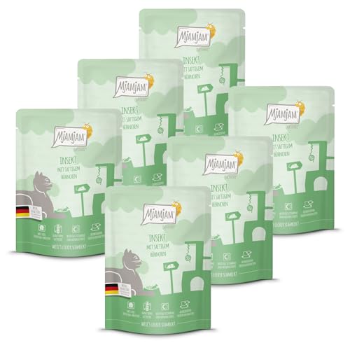 MjAMjAM - Premium Nassfutter für Katzen - Quetschie Insekt mit saftigem Hühnchen 300g 6er Pack 6 x 300g naturbelassen mit extra viel Fleisch