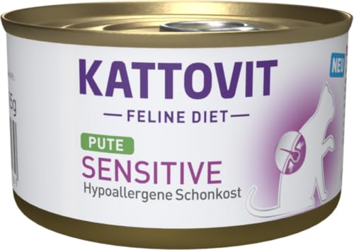 KATTOVIT Feline Diet Sensitive Pute Diät-Katzenfutter 12x85 g Nassfutter für Sensible Katzen mit Futtermittelallergien