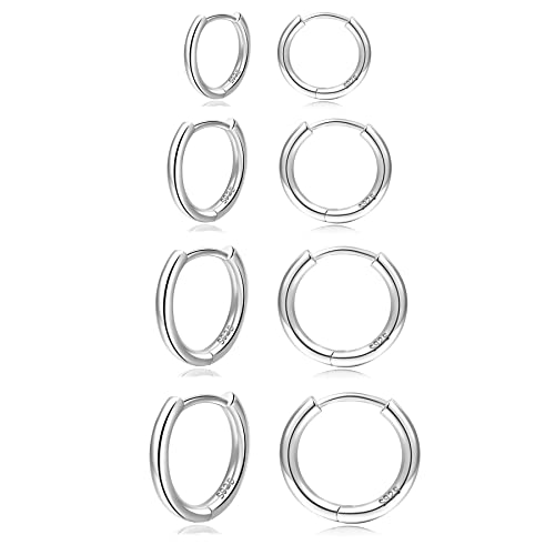 Senteria Sterling Silber Kleine Creolen für Damen - Huggie Ohrringe Set für Knorpel Zweites Loch - Winzige Mini Silber Creolen für Mädchen