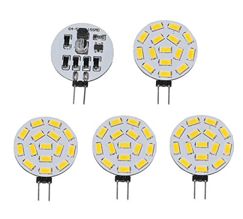 ShuoHui G4 LED 12V 24V Dimmbar 3.5W 350 Lumen 15 SMD 5630 DC 10V-30V 5 STÜCKE Warmweiß 3000k