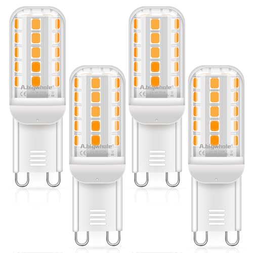 A.bigwhale G9 LED Lampe Warmweiß 2700K LED Leuchtmittel 3W Lampen Entspricht 40-50W Halogenlampe G9 LED Leuchtmittel AC 230V Glühbirne 560LM Kein Flackern Nicht Dimmbar 4er Pack
