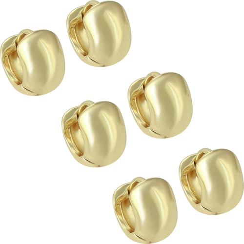 3 Paar 18 Karat Gelb Rotgold überzogene Huggie-Creolen 9 mm 6 mm breit Small Metall Gelbgold Ros gold Kein Edelstein