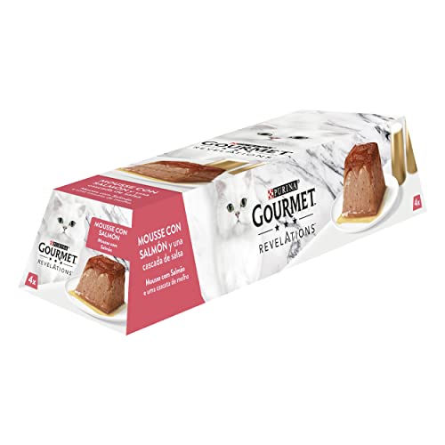 Gourmet Purina Revelations Mousse mit Sauce Nassfutter für Katzen Lachs 6 Packungen mit 4 Pyramiden 57 g 24 Stück