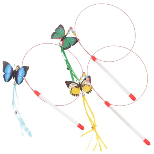 Kisangel Katzenspielzeug Mit Glöckchen Und Schmetterling 3er-Pack Pp-Material Lustiges Haustierspielzeug Für Katzen Kätzchenspielzeug