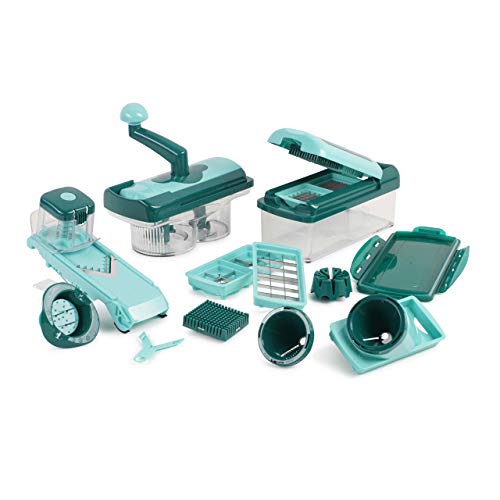 Genius A34064 Nicer Dicer Fusion Smart 23tlg Gemüseschneider blau - Spiralschneider zum Gemüse schneiden mit Twist Slicer Julietti aus TV-Werbung