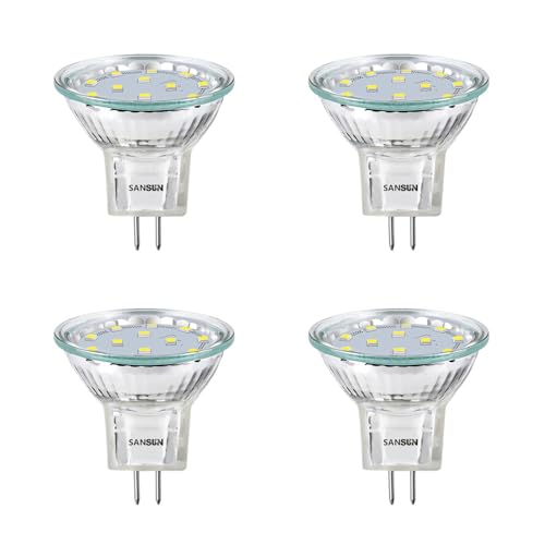 SANSUN LED-Leuchtmittel 3W MR11 12V 20W Halogen-Ersatz GU4 Bi-Pin-Sockel Tageslichtweiß 4000 K nicht dimmbar 4 Stück