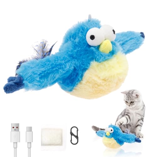 Katzenspielzeug Vogel Elektrisch Macht Vogelgezwitscher-Geräusche Katzenspielzeug Elektrisch Selbstbeschäftigung Mit Katzenminze Katzen Spielzeug Fisch Automatische Für Katzen Hunde Piep piep
