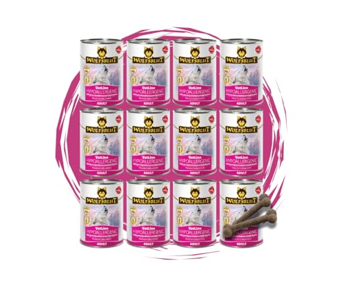 Wolfsblut Vetline Hundefutter - Hypoallergenic 12x395g - Sparbundel Sparpaket - inklusive Warnicks Tierfutterservice Hundesnack Goodie
