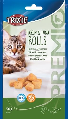 Trixie Katzensnack Premio Chicken Tuna Roll - leckere Katzenleckerlis mit Huhn - aus natürlichen Zutaten 50g - 42763
