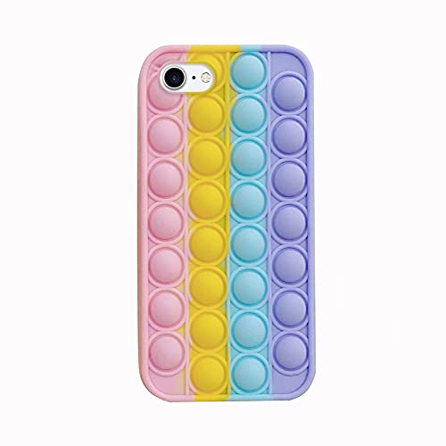 Fidget Toys Handyhülle Pop-It Fidget Phone Case Pop Fidget Stressspielzeug Bubble Phone Case 3D Pop Bubble Stress Relief Zappeln Sensory Toy Silikon Schutzhülle Stoßfest Hülle für iPhone 7 8 SE 2020