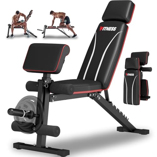 GIKPAL 360KG Hantelbank Klappbar Verstellbar Multifunktion Trainingsbank mit Beincurler Schrägbank Bankdrücken Bank mit Verstellbar 7Fach Rückenlehne für Ihr Home-Gym Ganzkörper Krafttraining
