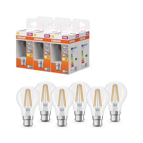 OSRAM LED-Lampe Star Kolbenform A60 Filament 2700 K warmweiß 5 9 W B22d klar 806 lm 15.000h für Deckenleuchten Allgemeinbeleuchtung