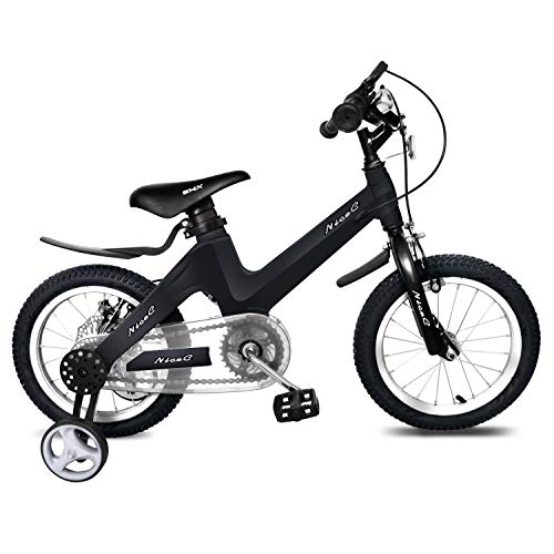 Nice C BMX Kids Bike mit Doppelscheibenbremse für Jungen und Mädchen 12 14 16 Zoll Stützrad Cool Black Zoll mit Ständer
