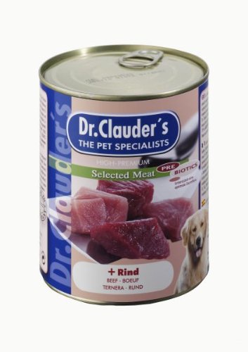 DR.CLAUDER S - Selected Meat Prebiotic Nassfutter in Lebensmittelqualität mit Inulin für eine gesunde Darmflora bei ausgewachsenen Hunden. Alleinfutter in der Dose 800g Rind