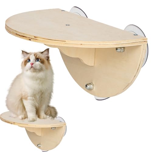  Katze Hängesitz   2 In 1 Katzenliege Schnurlose Hängematte Saugnapf Sitzfläche Holzrahmen Design Platzsparendes Schlafbett Für Hauskatzen Kitten Wohnung Innenräume