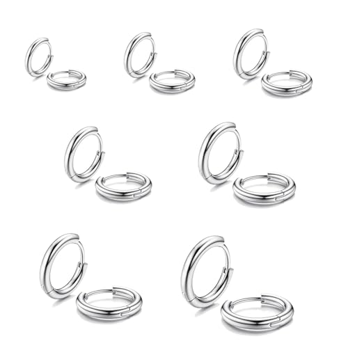 yolzhxe 7 Paar Ohrstecker Edelstahl Ohrringe Creolen Ohrhänger Creolen Ohrringe Set Klappcreolen Edelstahl Titan Ohrhänger Gesundheitsstecker für Empfindliche Ohren Mode Damenschmuck