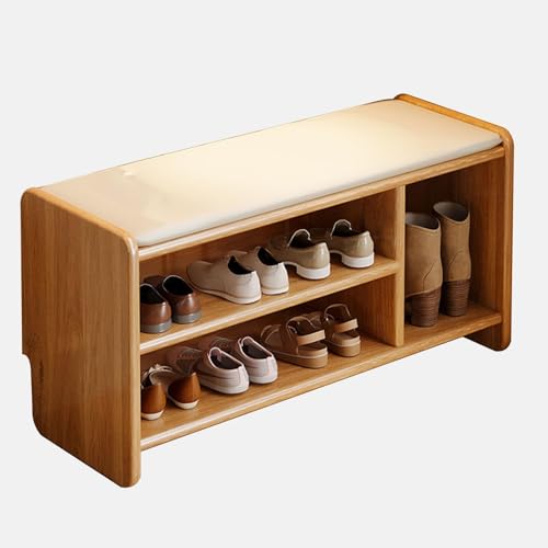 MGHRUEWH Schuhbank Aus Holz Für Den Eingangsbereich Mit Aufbewahrung Schuhregal Aus Holz Für Die Haustür Eingangsbereich Flur Sitzbank Für Wohnzimmer Schlafzimmer Esszimmer Wood 100cm