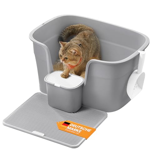 Feandrea extragroße für Mehrkatzenhaushalte hohen Seitenwänden Katzenstreumatte Aufbewahrungsbox fürße Taubengrau PPT003G01