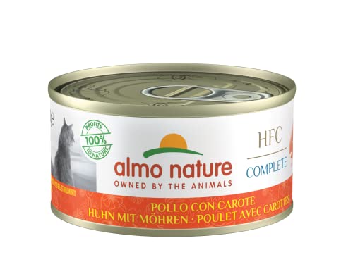 Almo Nature HFC Complete Huhn mit Karotte Nassfutter für ausgewachsene Katzen 24 Packungen 70 g