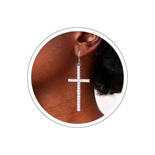 Allereya Gothic Perlenkreuz Ohrringe Perlenkreuz Creolen Religiöse Kruzifix Ohrring Silber Kruzifix Huggie Ohrring Schmuck Für Frauen style2