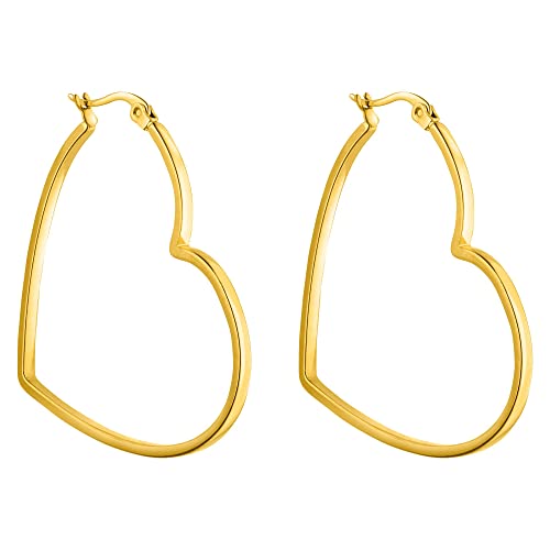 PURELEI Big Love Ohrringe Gold Wasserfeste Damen Ohrringe in Herzform Creolen aus Edelstahl Geschenk für Frauen