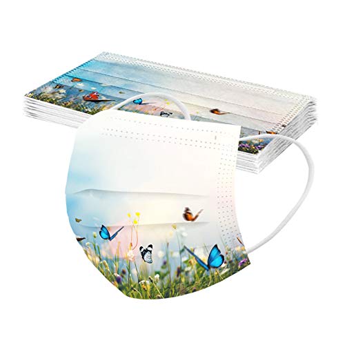 Lulupi 10 Stück Damen Einweg Mundschutz Multifunktionstuch mit Blumen Motiv Bunt Mund-Nasenschutz Elegant Einmal Mundschutz Halstuch Bandana Schals