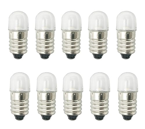 ShuoHui E10 Sockel LED Lampe 0.5W 12V Kaltweiß Taschenlampe Scheinwerfer Scheinwerfer Mini Scheinwerfer Taschenlampe Lampen ersetzen 6000K 10