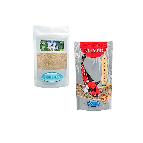 Aquaris Sparset mit Zum Füttern von Koi im Frühling und Herbst Wheatgerm 1 kg 6mm und Teichreinigung Pond Bakto 50g chemiefreie Teichreinigung