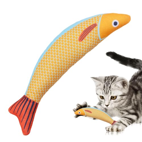 Katzenminze-Spielzeug mit Knistergeräuschen Katzenspielzeug Saury Fisch Indoor-Katzenminze Saury Fisch Plüsch-Bissspielzeug 21 x 8 cm interaktives Katzenminze-Knisterspielzeug für Katzen aller