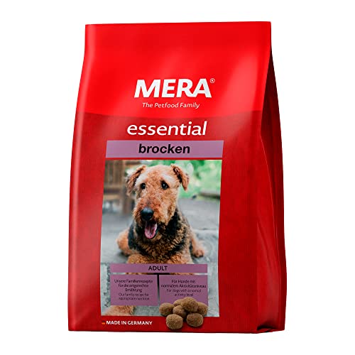 MERA essential Brocken Hundefutter trocken alle Hunderassen Trockenfutter mit Geflügel Protein gesundes Futter mit Omega 3 Omega 6 große Kroketten 12.5kg 1er Pack