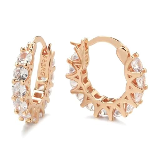 Ohrringe Ohrhänger Creole 585 RG Rosegold Rotgold mit Zirkonia Edelstein -01