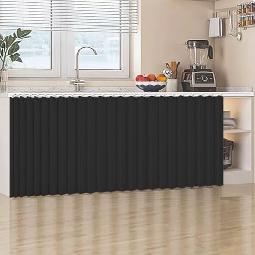 Schiebetürvorhang staubdicht Regalabdeckung für Küche Unterspüle leisem Gleiten Schwarz B 200 cmx H