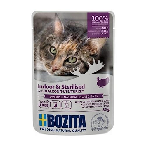 Bozita Cat Pouch Häppchen in Gelee Indoor sterilised Pute 12 x 85 g