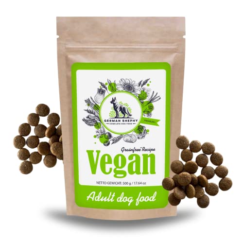 German Shephy Vegan Dog Food 500g Veganes Hunde Trockenfutter Hypoallergenes Hundefutter trocken getreidefrei im Sack für Junghunde Erwachsene Senior sowie Allergiker