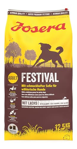 JOSERA Festival 1x 12 5kg Adult Premium Trockenfutter für wählerische Lachs Geflügel leckerer Soßenmantel   auch zum Einweichen weizenfrei 1er Pack