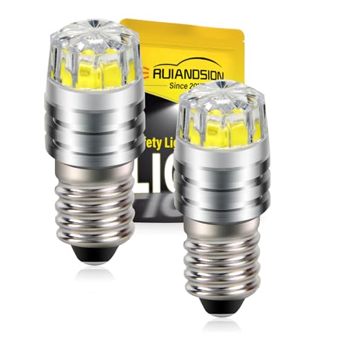 Ruiandsion 2pcs 2W COB 6V E10 LED Upgrade Birne Ersatz für Taschenlampen Taschenlampe Scheinwerfer Scheinwerfer Weiß